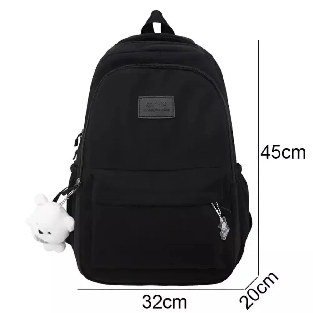 Kids Unisex Large Capacity Nylon Black School Travel Backpack Waterproof NEW